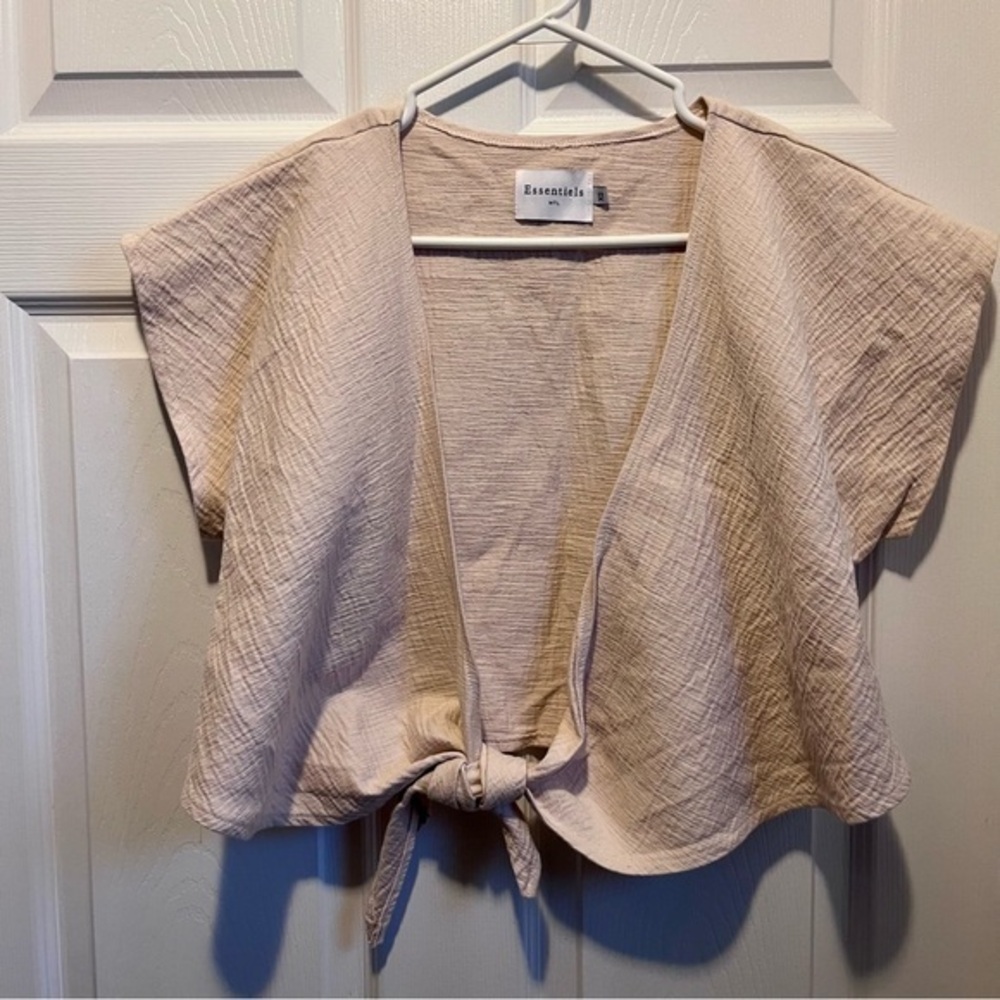 3/25$💥 Essentiels MTL cardigan Vest tie front XS / Small Women beige summer